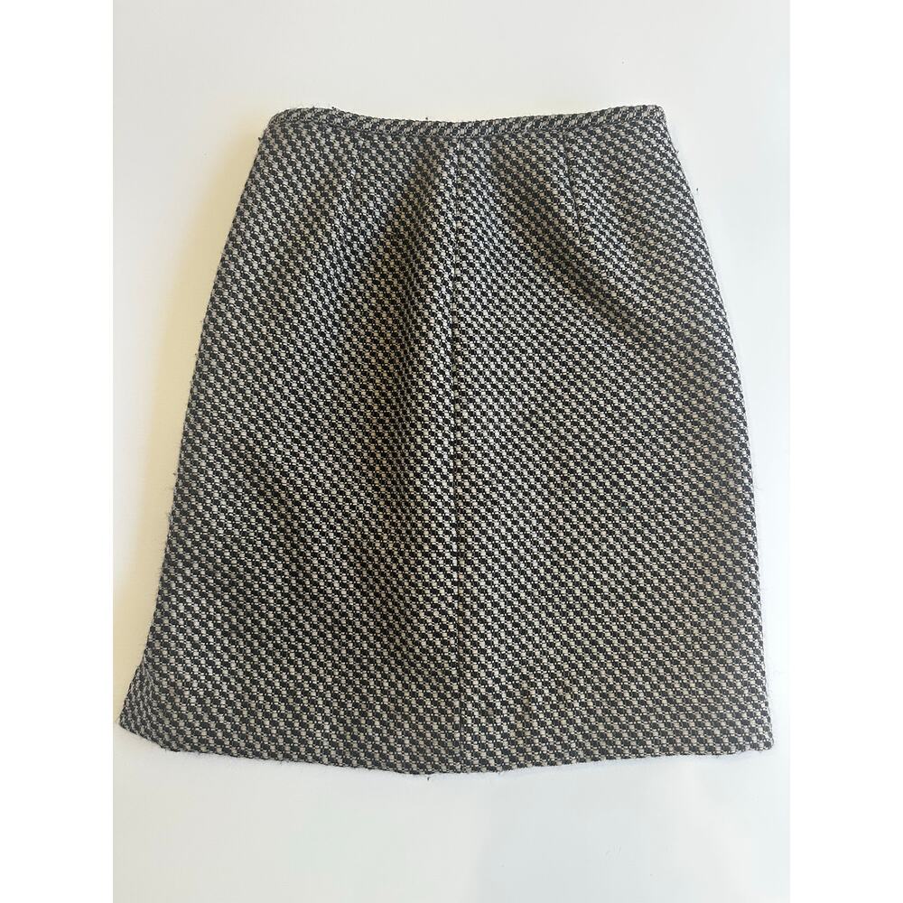 Women's Ann Taylor Wool Check Pencil Skirt Tan Black Size 4‎ Lined - Picture 3 of 6